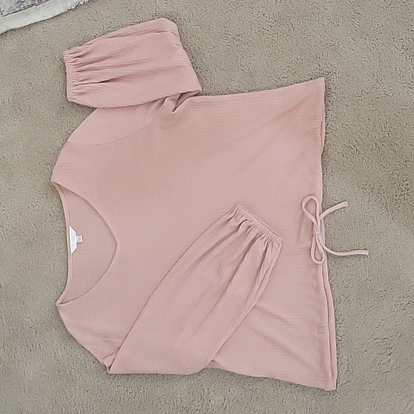 LC Lauren Conrad Tops - Pink and Silver Waffle Knit Long Sleeve Shirt LC Lauren Conrad XXL